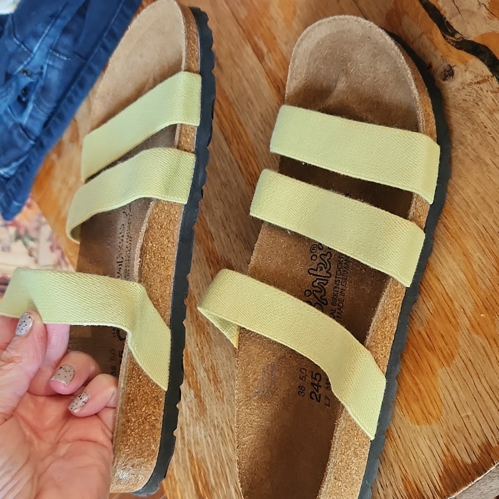 Birkenstock Birki’s Yellow Stretch Strap Sz 9 Sandal - Picture 2 of 13